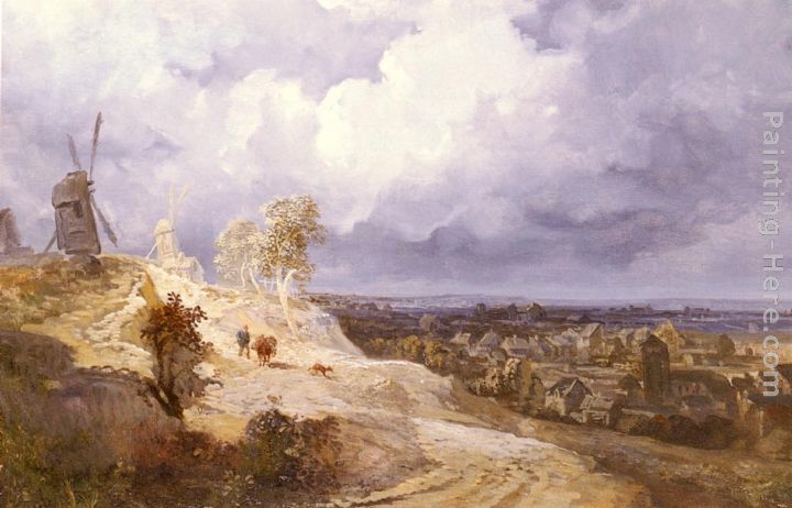 Landscape With Windmills painting - Georges Michel Landscape With Windmills art painting